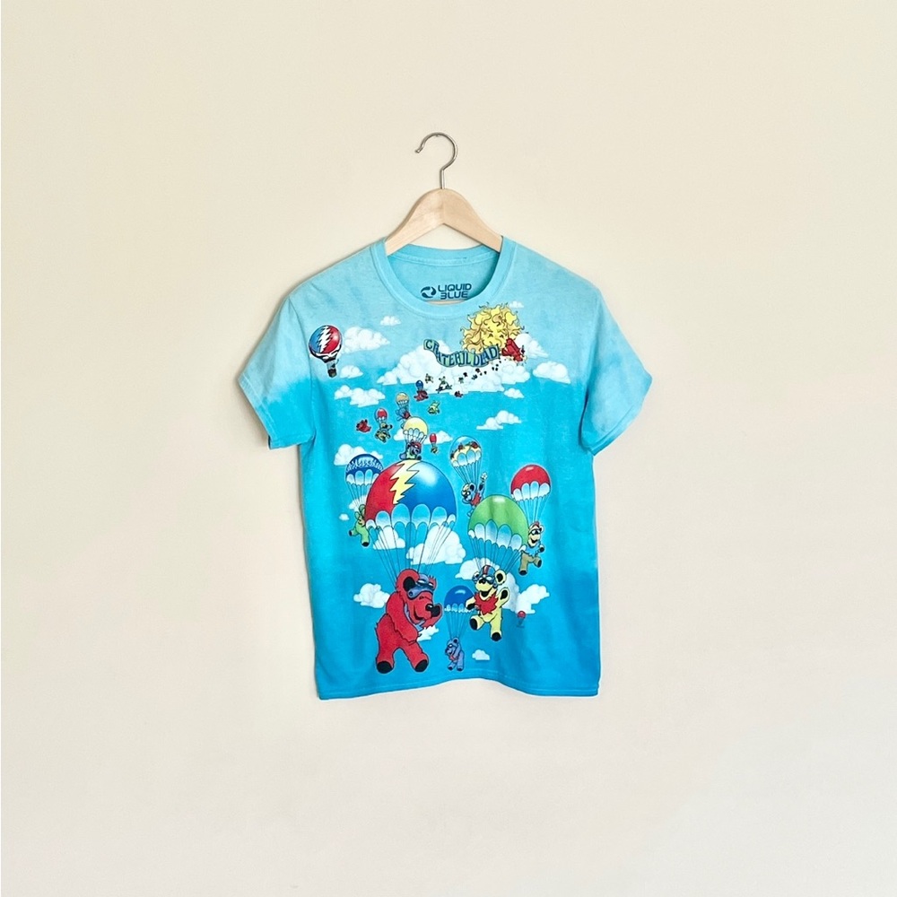 Liquid Blue Grateful Dead Parachuting Bears Tie-Dye T Shirt Adult size Small